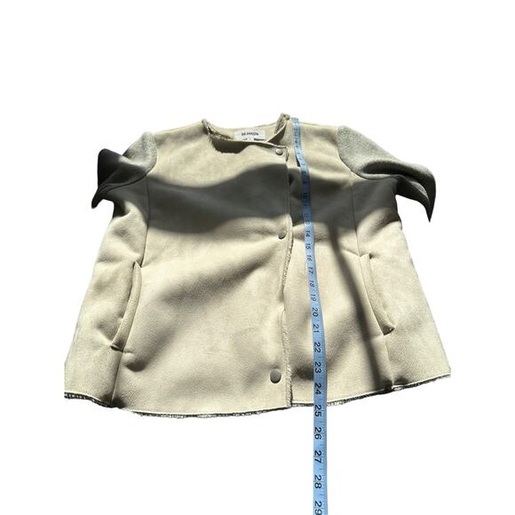 BB Dakota Tan Gray Glenna Faux Suede Moto Jacket‎ Size L - Picture 10 of 10